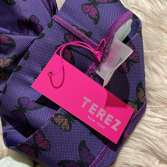 NWT Terez Halftone Butterfly Purple Hi-Shine Leggings - Picture 3 of 9